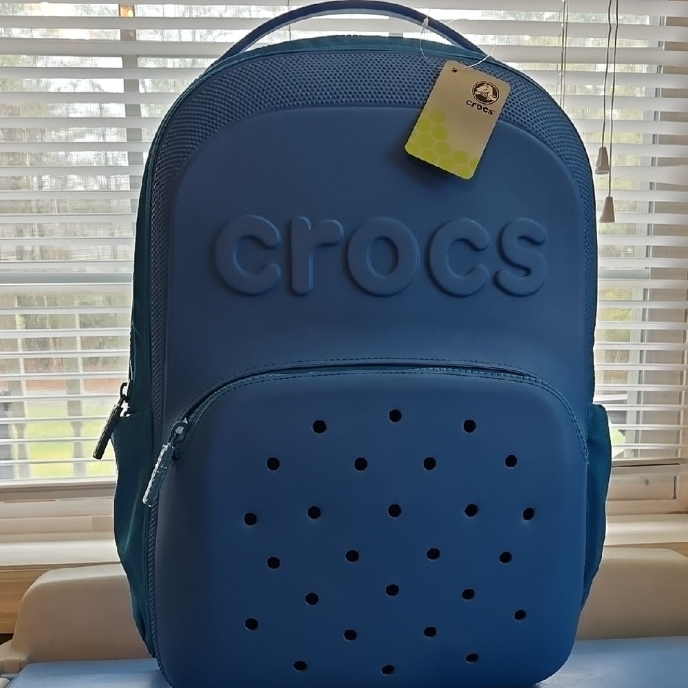 CROCS Blue Backpack with Perforated Design